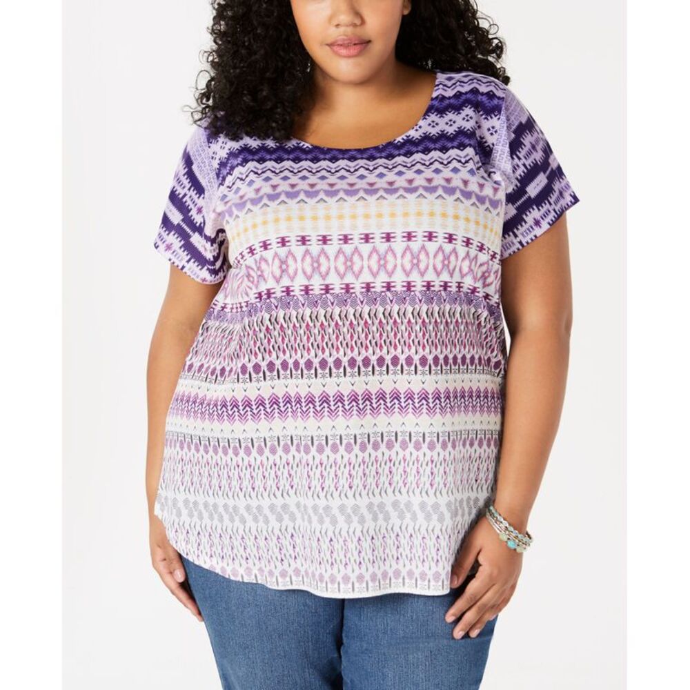 Style & Co. Plus Size Geo-Print Top